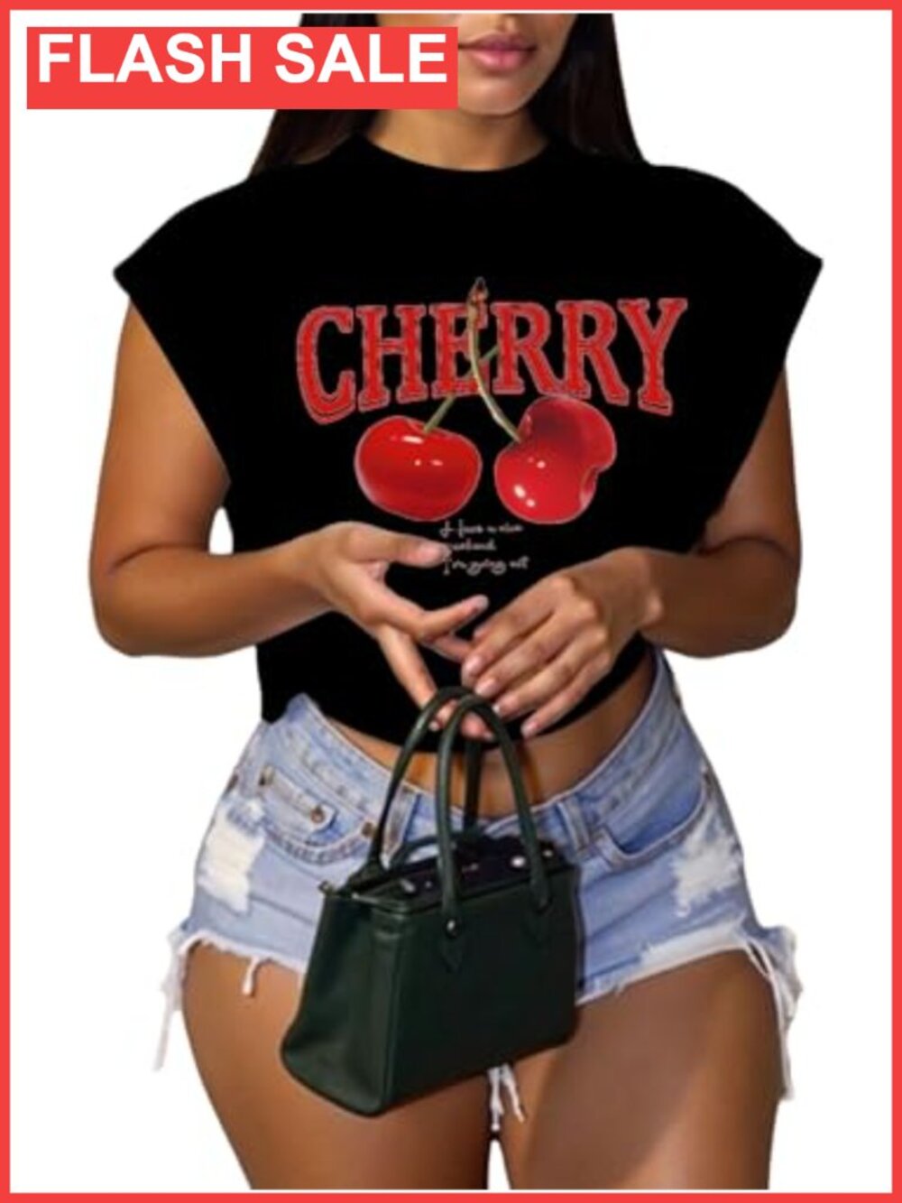 Plus Size Cherry Graphic Crop Top Dolman Sleeve Tee